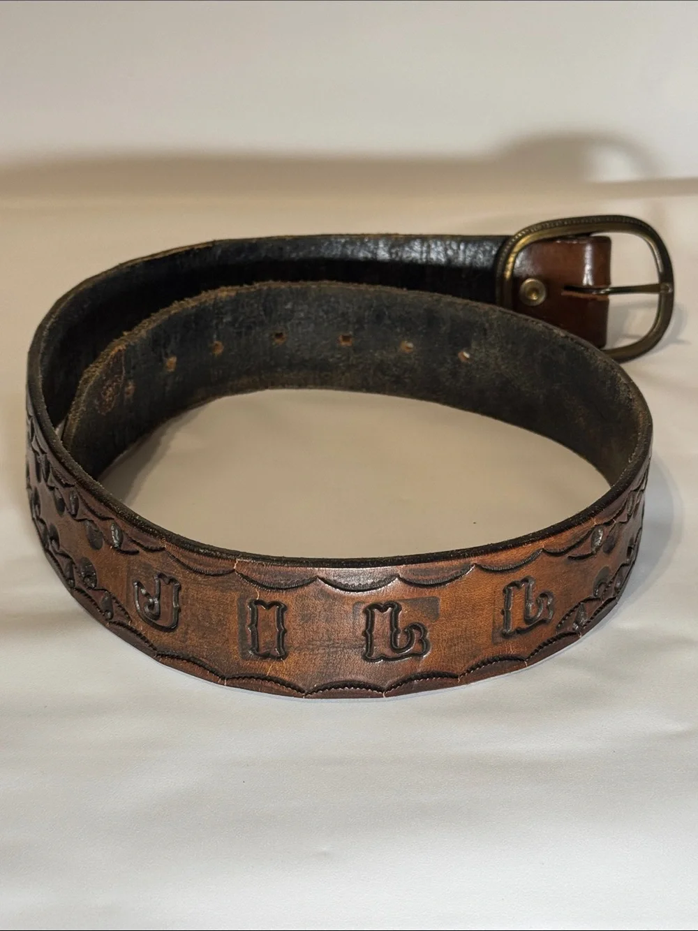 Classic Brown Tooled Leather women’s Belt ‘Jill’